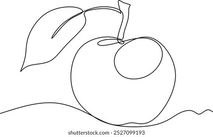 Continuous line drawing of apple vector illustration. Hand drawn