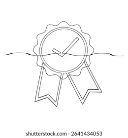  continuous line drawing Approved icon. Certified Medal Icon