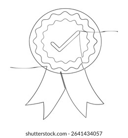  continuous line drawing Approved icon. Certified Medal Icon