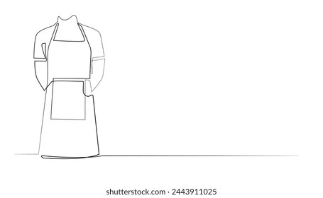 continuous line drawing of apron for cooking. one line drawing of apron clothes. single line vector illustration.isolated white background