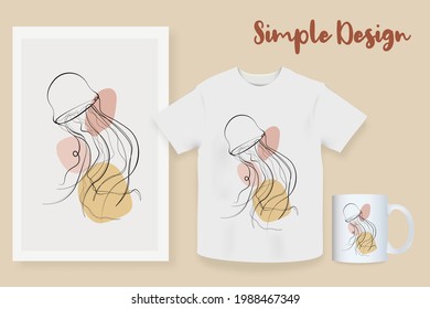 continuous line drawing of aquatic animal jellyfish
  hand drawn style vector illustration animal underwater nature