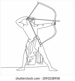 continuous line drawing of archery sport vector illustration