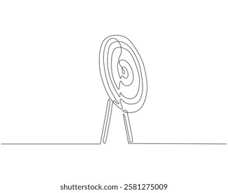 Continuous line drawing of archery target. Single line illustration of archer target. Archery sport exercise concept. Editable outline
