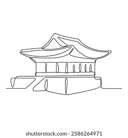 Continuous Line Drawing Architecture of Traditional Asian Pagoda. a Contemporary Interpretation of Ancient Eastern Architectural Heritage Through design vector concept. Temple design asset vector.