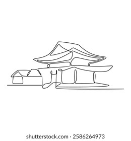 Continuous Line Drawing Architecture of Traditional Asian Pagoda. a Contemporary Interpretation of Ancient Eastern Architectural Heritage Through design vector concept. Temple design asset vector.