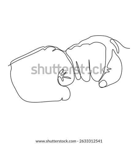 Continuous line drawing of arm hands fist bump. vector illustration relationship friendship teamwork sketch editable stroke