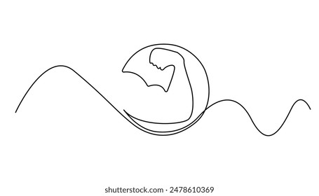 continuous line drawing of arm muscles. one line drawing of the arm showing the muscles. one line vector illustration