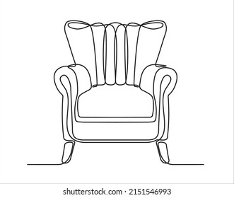 continuous line drawing of  armchair. Can used for logo, emblem, slide show and banner.