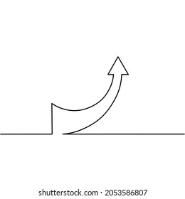Continuous line drawing of arrow, business concept sketch, object one line, single line art, vector illustration