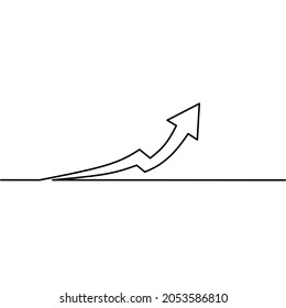 Continuous line drawing of arrow, business concept sketch, object one line, single line art, vector illustration