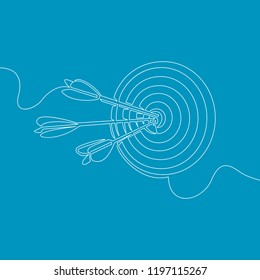 Continuous line drawing arrow in center of target Template Vector illustration