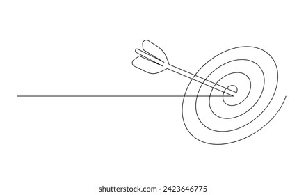 Continuous line drawing of arrow in center of target design template