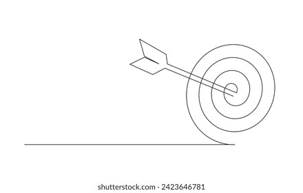 Continuous line drawing of arrow in center of target design template