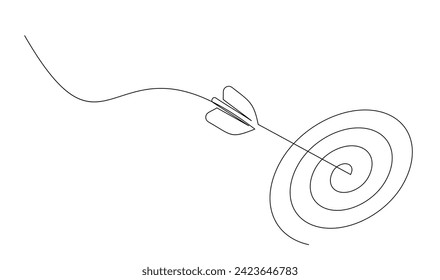 Continuous line drawing of arrow in center of target design template