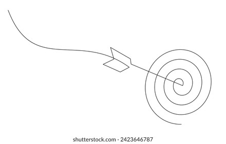 Continuous line drawing of arrow in center of target design template