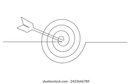 Continuous line drawing of arrow in center of target design template