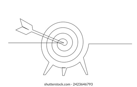 Continuous line drawing of arrow in center of target design template