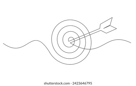 Continuous line drawing of arrow in center of target design template