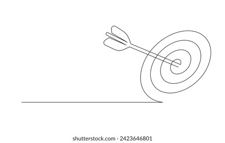 Continuous line drawing of arrow in center of target design template