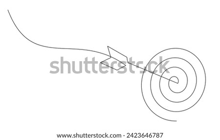 Continuous line drawing of arrow in center of target design template