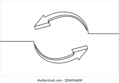 continuous line drawing of arrow  isolated over white background