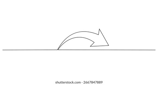 Dibujo de línea continua de flecha. Una línea Flecha apuntando a la derecha, ilustración de arte de línea abstracta	
