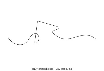 Continuous line drawing of arrow symbol abstract line art illustration, Arrow path in one continuous line drawing.