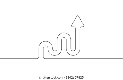 Dibujo continuo de la línea de flecha hacia arriba. Vector de ilustración del icono del gráfico. Crecimiento empresarial. Gráfico de barras. Objeto una línea. Arte de una sola línea