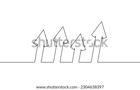 Continuous line drawing of arrow up. Graph icon business. Bar chart. Object one line, single line art, vector illustration