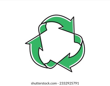 continuous line drawing of arrows  in a circle isolated over white background