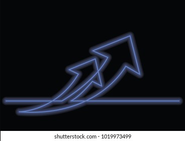 continuous line drawing of arrows with neon vector effect