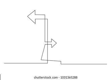 continuous line drawing of arrows showing simple path vector illustration