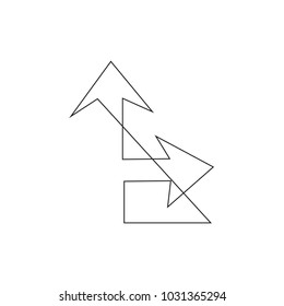 continuous line drawing of arrows showing simple path vector illustration