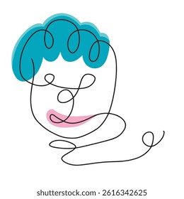 Continuous line drawing art. Abstract face hand drawn for art minimalist and illustration