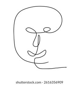 Continuous line drawing art. Abstract face line art hand drawn for art and illustration