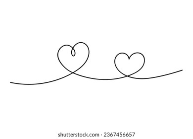 Dibujo de línea continua. Corazón con línea negra