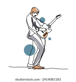 Continuous line drawing art of illustration music isolated