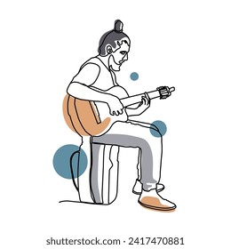 Continuous line drawing art of illustration music vector