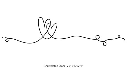 Continuous line drawing art. love hand drawn with black line
