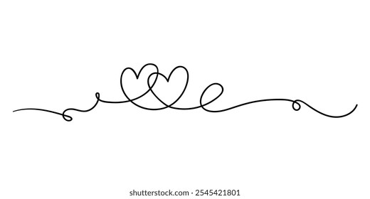 Continuous line drawing art. love hand drawn with black line