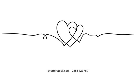 Continuous line drawing art. love hand drawn with black line.