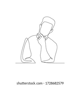 continuous line drawing art of man thinking