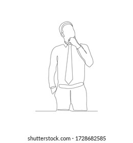 continuous line drawing art of man thinking