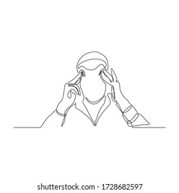 continuous line drawing art of man thinking