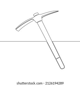 Continuous line drawing art Mining Pickaxe concept