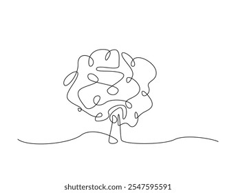 Continuous line drawing art of nature big tree. Tree in single line draw with editable stroke.