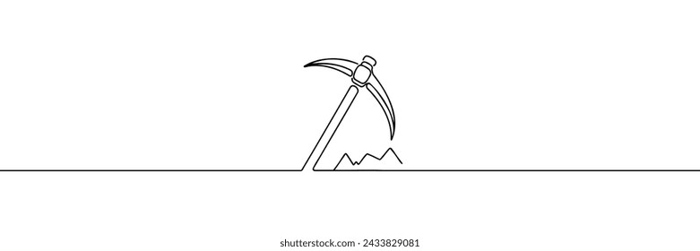 Continuous line drawing art Pickaxe tool Mining Pickaxe concept