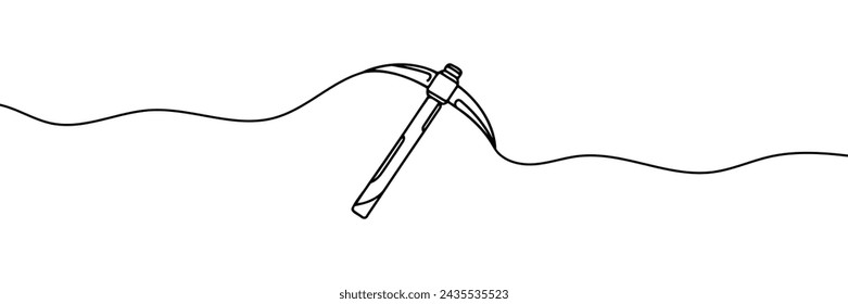 Continuous line drawing art Pickaxe tool Mining Pickaxe concept.