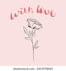 Durchgehende Zeilenzeichnung. Line Art Rose Vektorgrafik