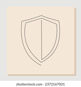 Continuous line drawing art of Shield protection. Vector illustration single one line of business guard defense and data safety or health care.